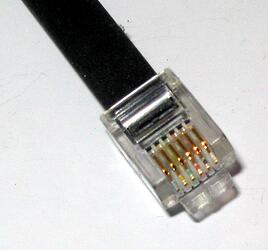 The end of a standard RJ-11 cable